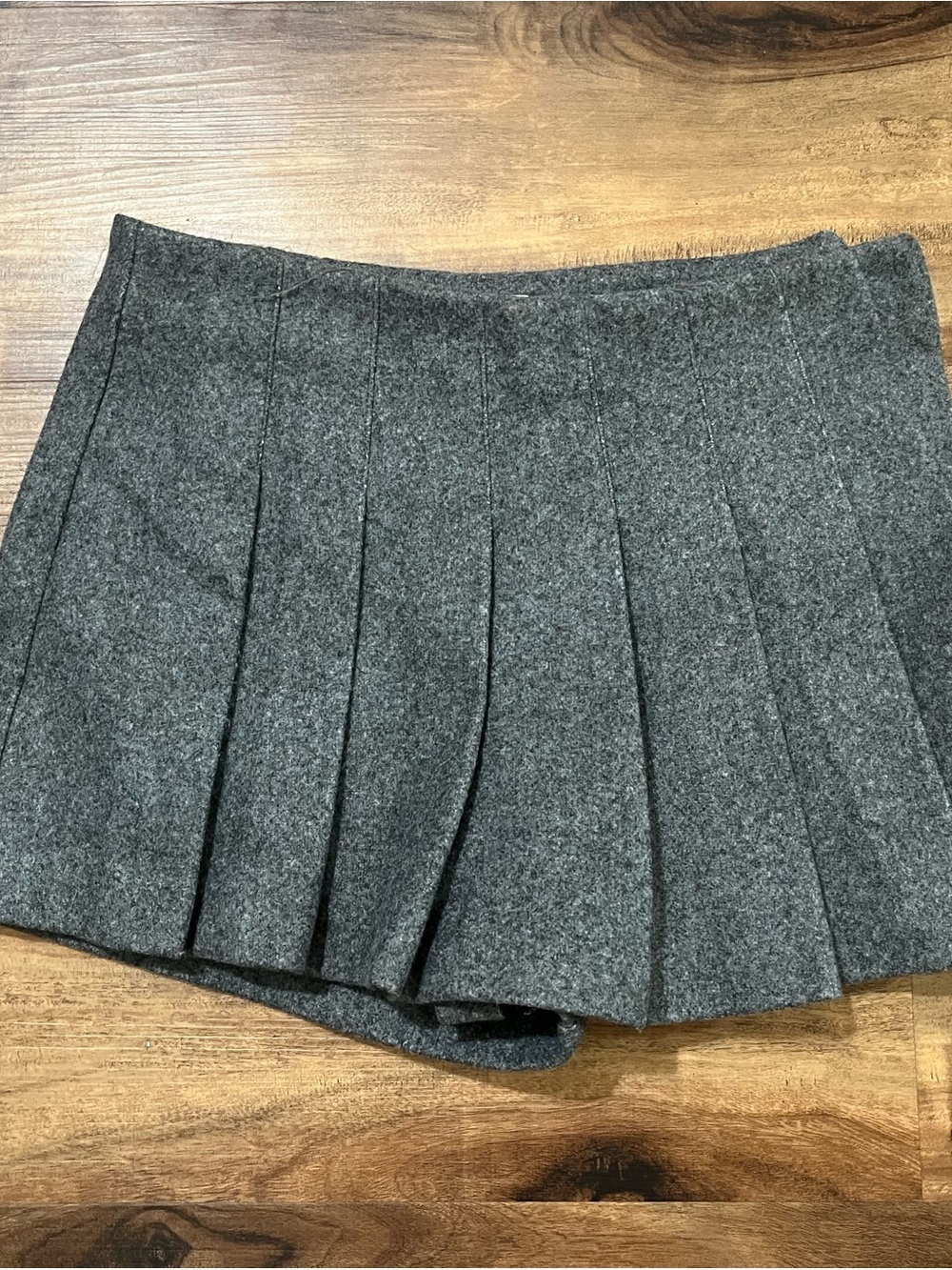 Elodie Wool Blend Pleated Mini Skort XS Charcoal Gray Tailored Preppy